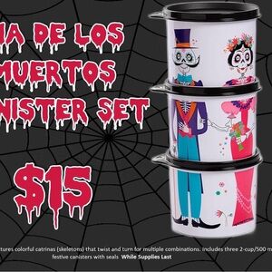 Three set a Tupperware 2 cup canisters each